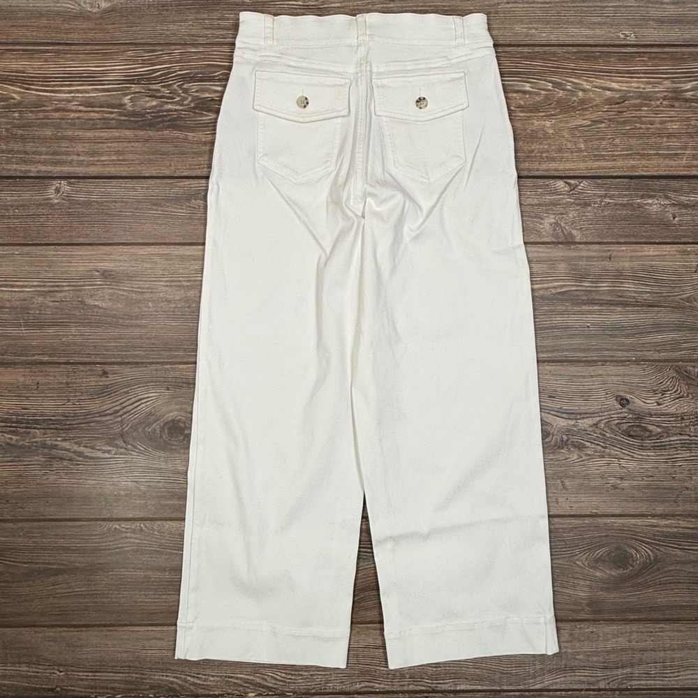 Spanx Womens Stretch Twill Cropped Wide Leg Pants LARGE Bright White 20312R NEW - Picture 8 of 10